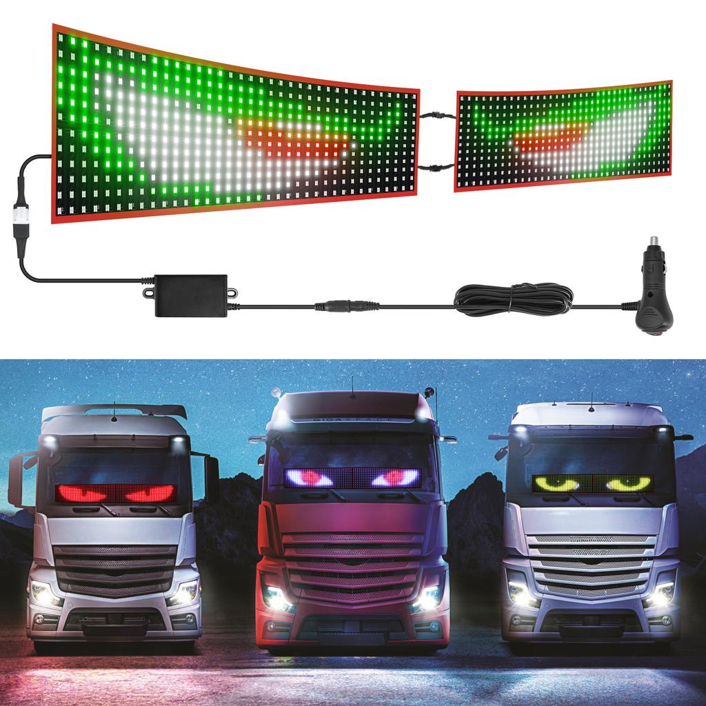 2 Pcs LED Devil's Eye Truck Car Interior Decoration Ambient Light App Control With Remote Custom Text Pattern Lighting 12V 24V