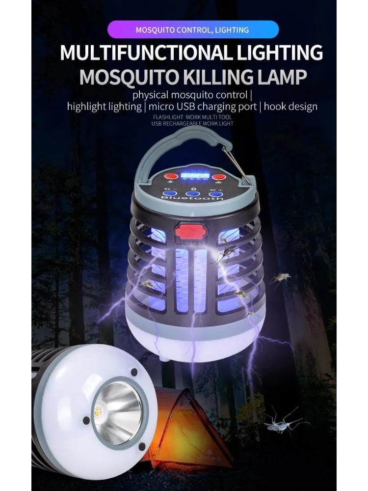 Hanging UV LED Mosquito Killer Lamp Electric Shock Insect Repeller Light USB Portable Outdoor Waterproof Hiking Camping Lantern