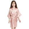 Kids' Solid Color Imitation Silk Bathrobe - Plain, Lightweight Design for Boys & Girls