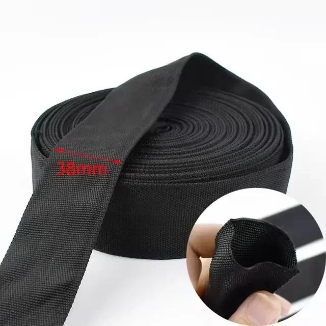 5/10M 20-50mm Schwarze Nylon-Gurtbänder 1,6mm Dick Hohlrohrband Dekoband für Bekleidung DIY Nähzubehör