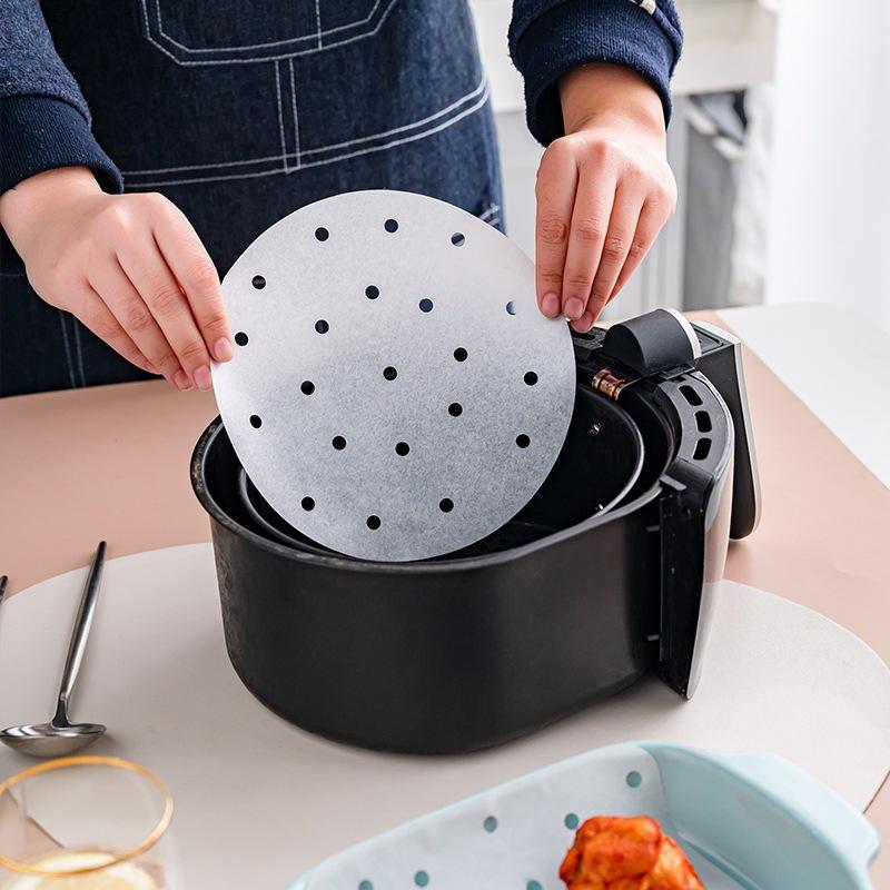100Pcs Bamboo Steamer Papers Non-Stick Steamer Mat Oil Paper Air Fryer Paper Waterproof Reusable Steamer Liners Baking Utensils
