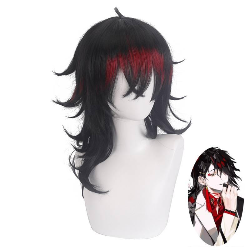 Vox Akuma Cosplay Wig Long Black Hair With Stunning Gradient Red Highlights