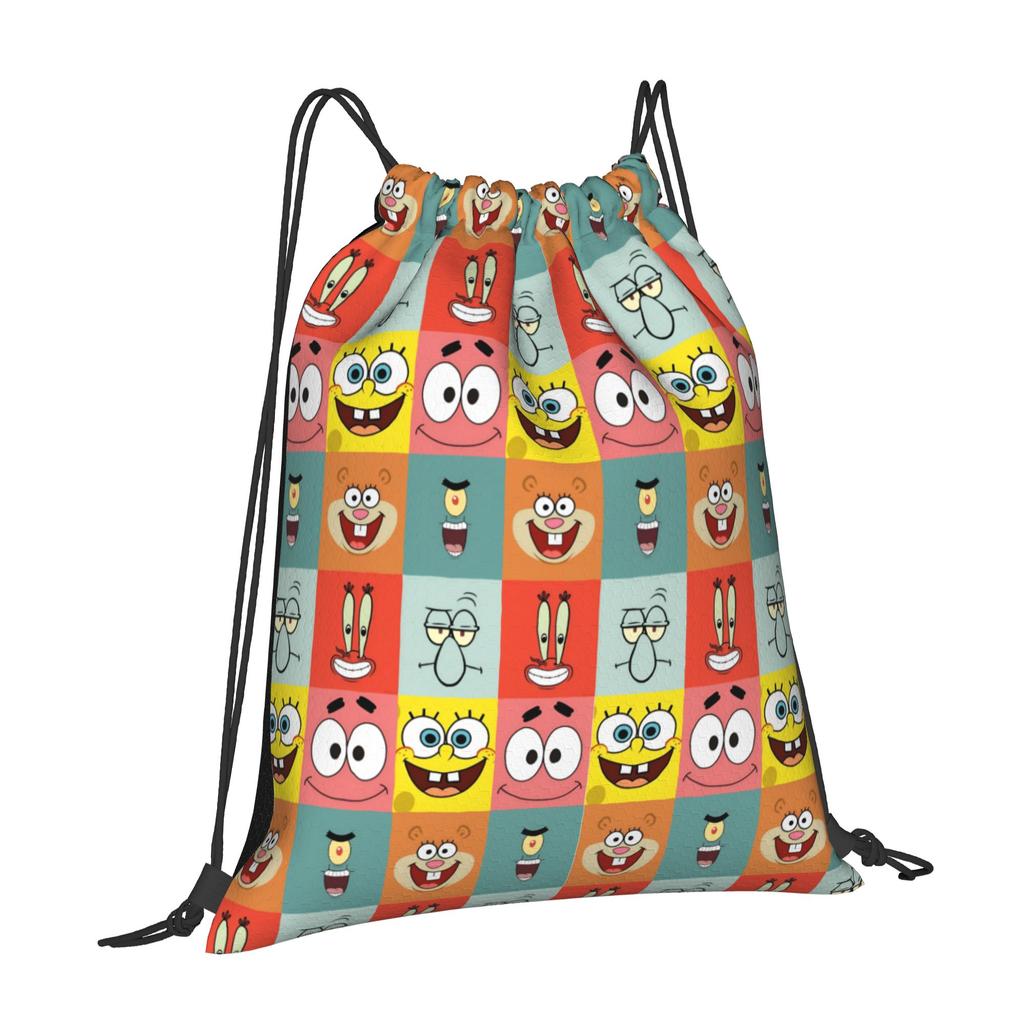 Custom S-Sponges Anime Bobes Drawstring Backpack Women Men Sport Gym Sackpack Portable Cartoon Shopping Bag Sack