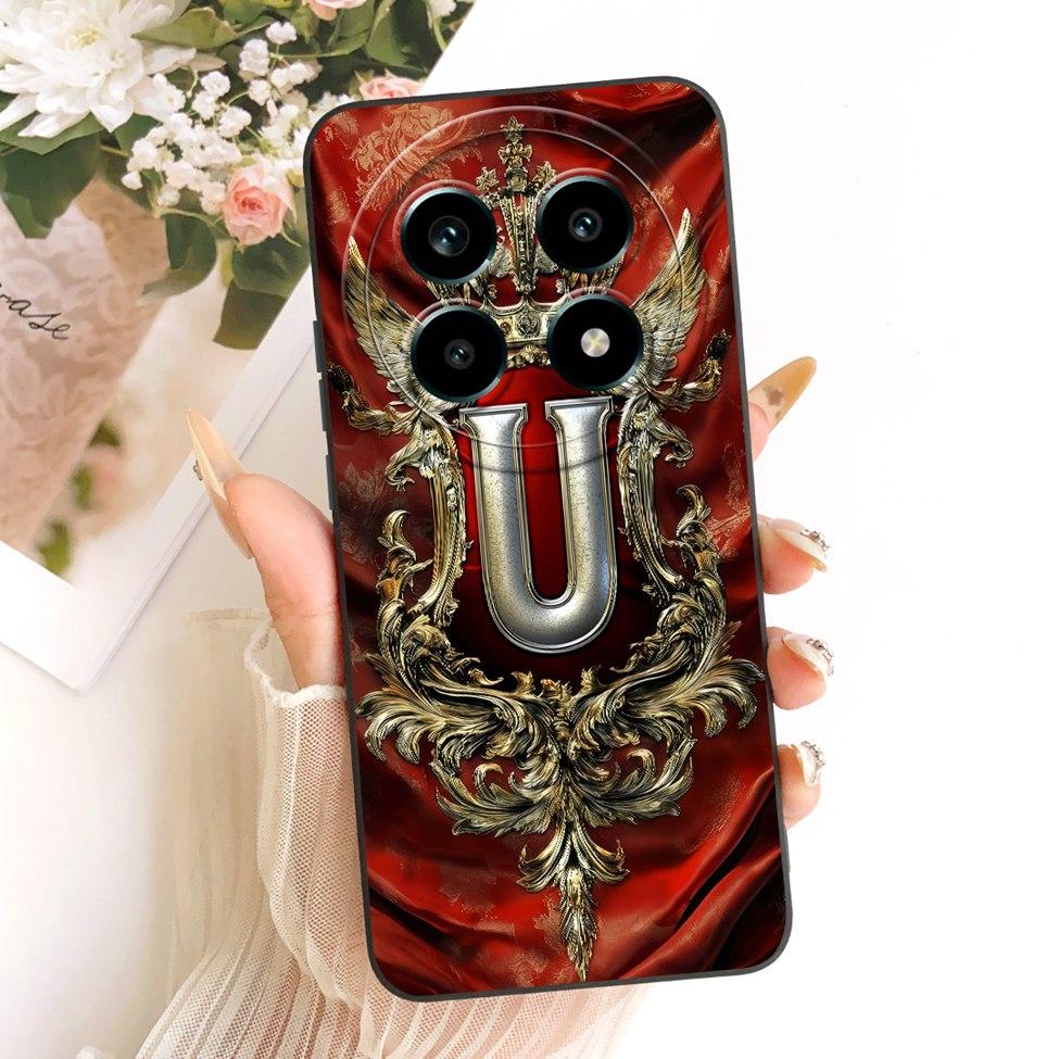 For Realme 13Pro 5G RMX3990 RMX3989 Phone Case For Realme 13 Pro 5G Cover Luxury A-Z Letters 2D Painted Silicone Casing