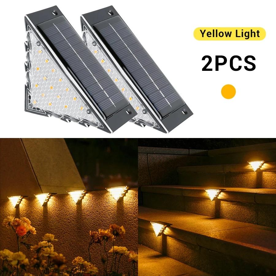 Solar Garden Step LED Lamp Warm White Triangle Light Outdoor Environmentally Friendly Lantern Garden Deck Path Decor Lighting
