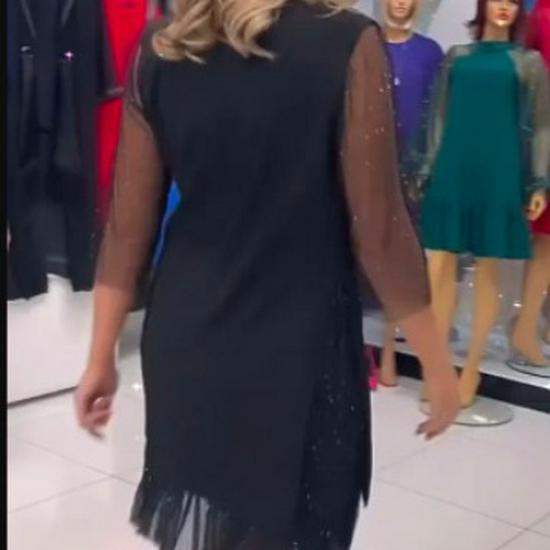 2024 Women's Sequin Patchwork Side Slit Slimming Lace Dress