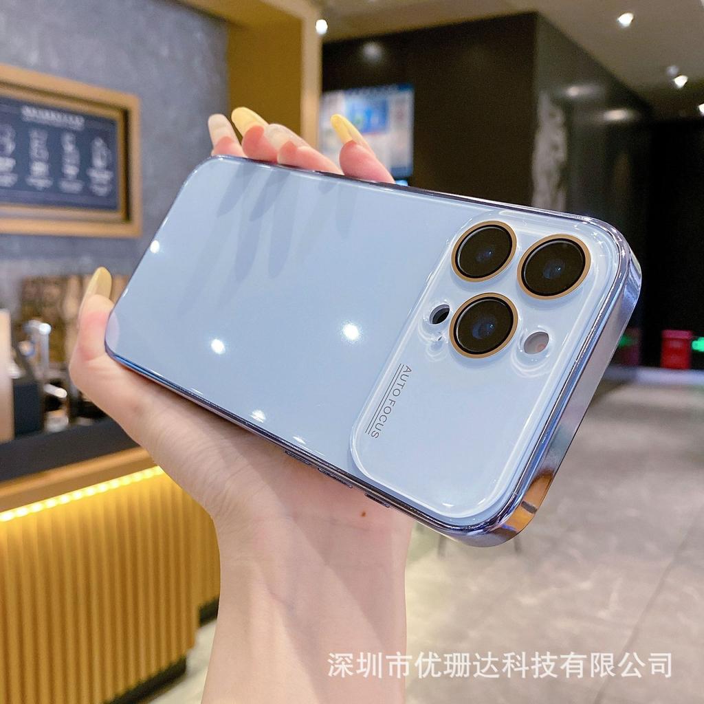 Applicable to iPhone11promax electroplated glass mobile phone case large window Apple 11 simple solid color all-inclusive sheath