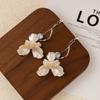 Sweet Long Diamond-Set White Flower Fringed Earrings Gentle Super Fairy French Vacation Seaside Exquisite Earrings