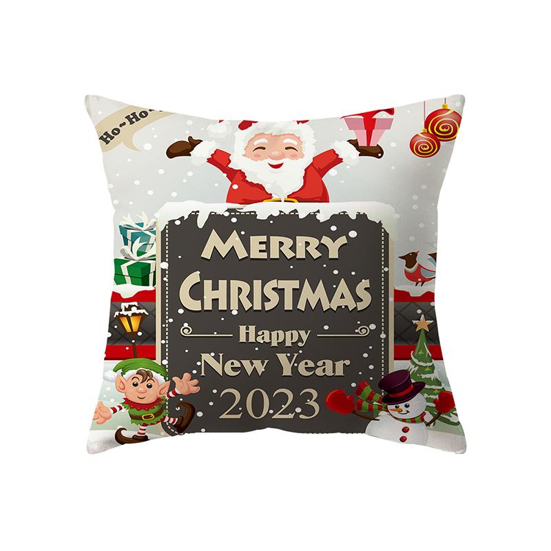 Merry Christmas Santa Claus Print Pattern Cushion Cover Home Living Room Sofa Decoration Square Pillow Pillow Cover