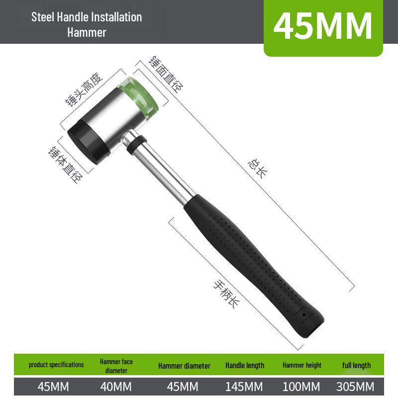 Rubber Mallet with Steel Handle for Home Improvement and Tile Installation