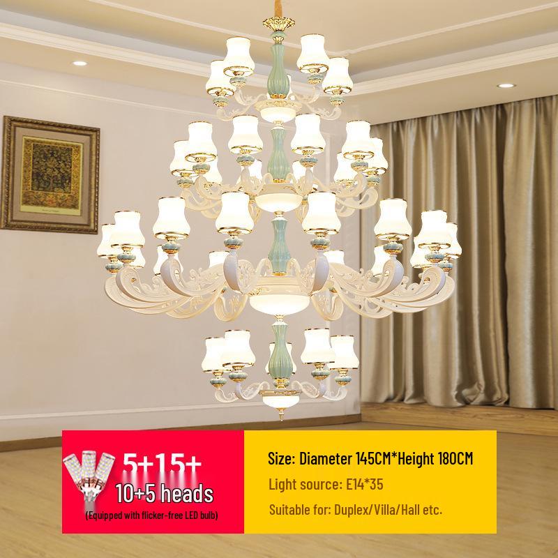 Modern European Ceramic Chandelier for Living Room, Restaurant, or Bedroom in Villa