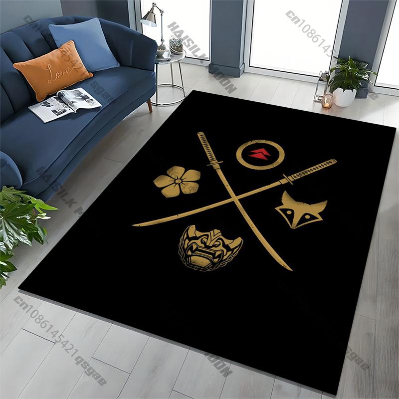 Japanese Samurai Spirits Area Rug,Carpet for Home Living Room Bedroom Sofa Doormat Kitchen Decor,Non-slip Floor Mat