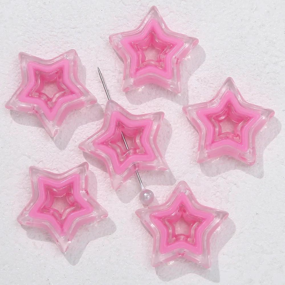 TX13 Pentagram Niche Girl Wind Sweet Design Filling Bead Bracelet Spacer Acrylic Hollow Star Necklace DIY Jewelry Accessorie