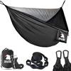 COVACURE Camping Hamac Set Avec Moustiquaire, 2 Sangles D'arbres Carabiners Cordes Double Portable Outdoor Léger Nylon Hamac Pour