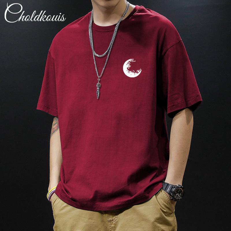 Cotton Short Sleeved T-shirt for Men Summer Trendy Brand, Loose and Versatile, Simple Printing, Comfortable and Casual Half Sleeved T-shirt