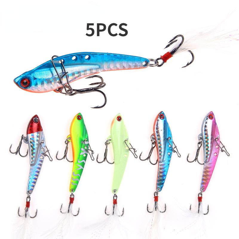 5 шт. длинные металлические перья с блестками наживка для морской рыбалки 5pcs — фото 3