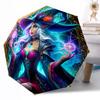 Witchcraft in Stained Glass Outdoor Automatic Umbrella Retractable Design with 8-Rib Durability Lightweight Perfect Gift for Friends Family