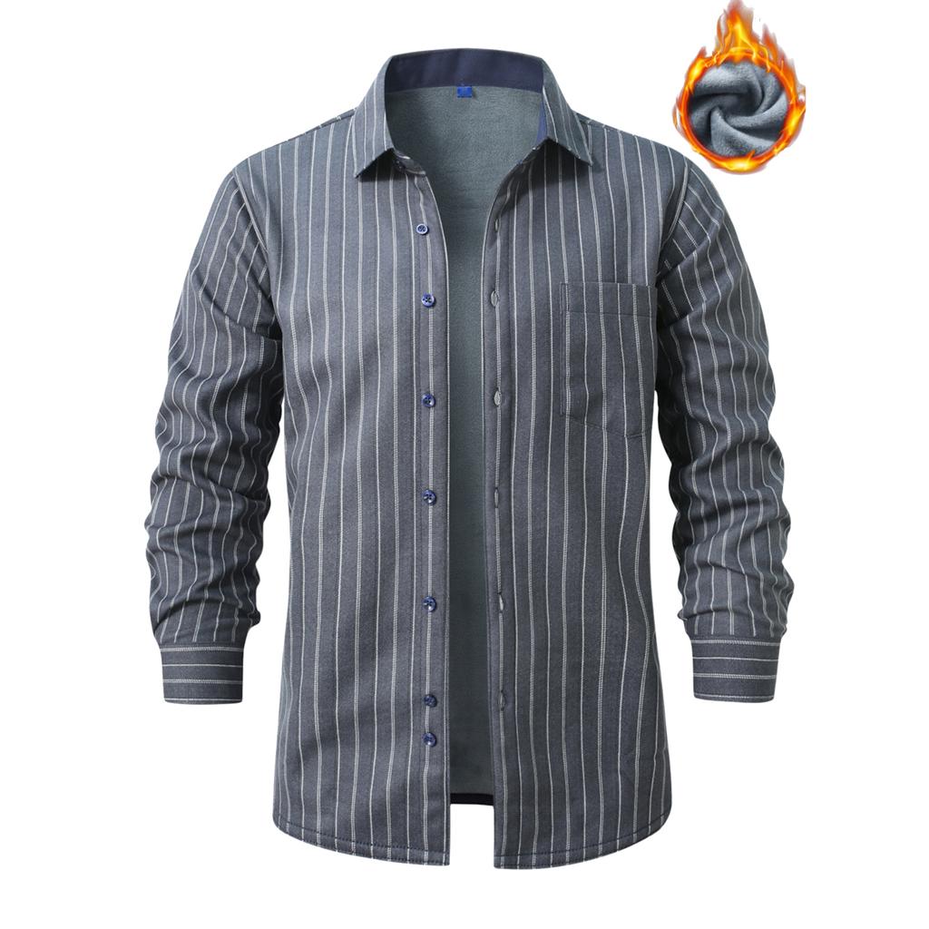 Camisa de Franela para Hombre Cálida y Gruesa a Cuadros con Botones, Top Casual de Manga Larga con Cuello Cuadrado de Moda para Hombre