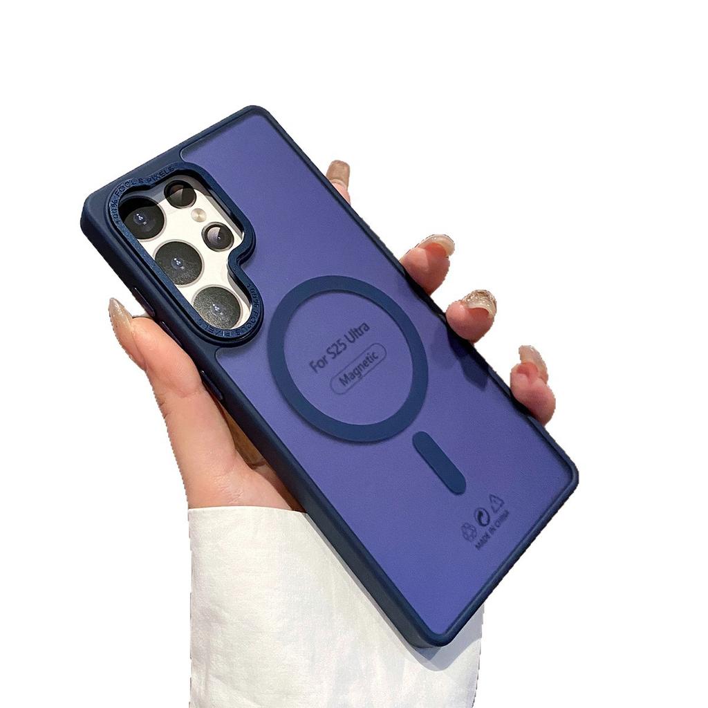 For Samsung S25u Metal Lens Frame Frosted Skin Magnetic Phone Case Non-yellowing Creative Fashion High-end Model