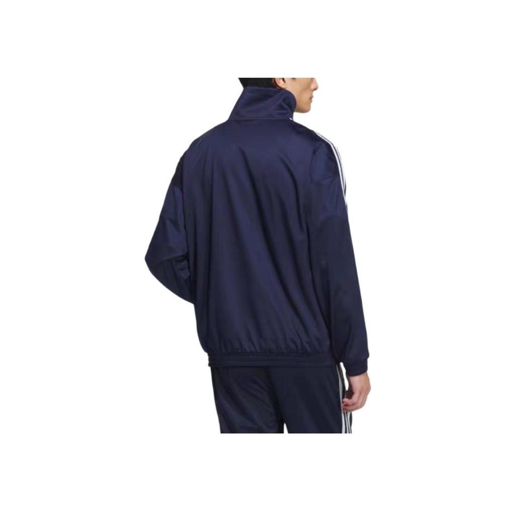 Adidas Originals Trefoil Series Retro Soft Comfortable Long Sleeve Versatile Sports Striped Jacket Unisex Jacket Deep-Indigo JL8398
