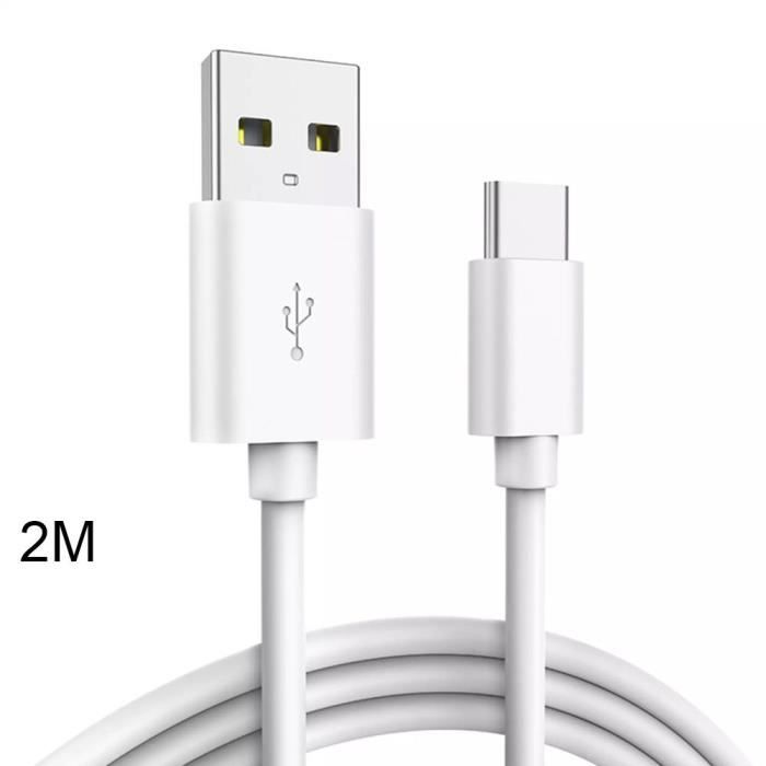 Câble USB-C - E.F.CONNECTION - 2 Mètres - Blanc - Compatible Xiaomi 11, 12, 13, 14, 15, Redmi Note 11/12/13/14