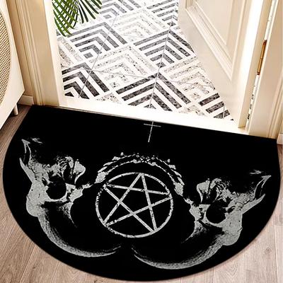Pentagram-Satantic Half Round Door Mat Non Slip Indoor Outdoor Entrance Rug Durable Waterproof