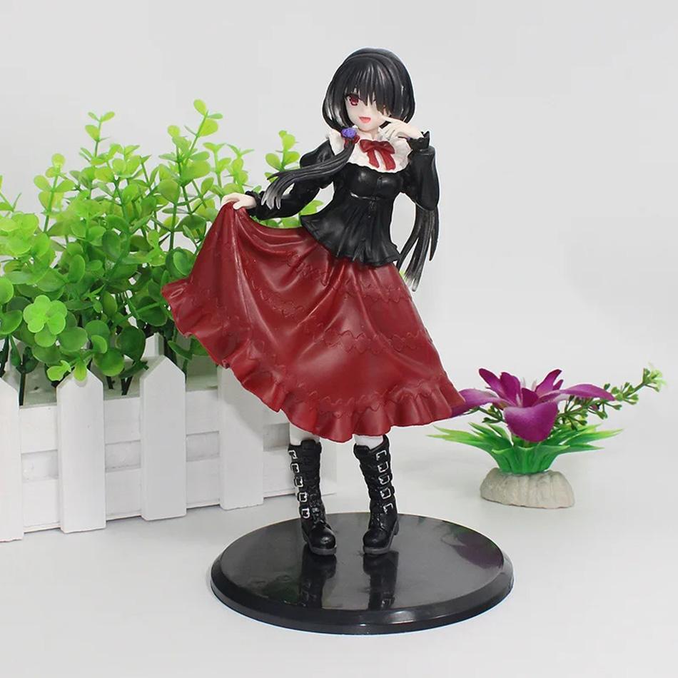 19cm DATE ALIVE IV Anime Figure Kawaii Kurumi Tokisaki Action Figure Red Dress Beautiful Girl Collection Model Doll Toy Gifts