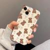 Cute Teddy Bear with Bow Pattern Phone Case for iPhone 17 16 15 14 13 12 11 16E Series Pro Max Plus Double Layer Protection