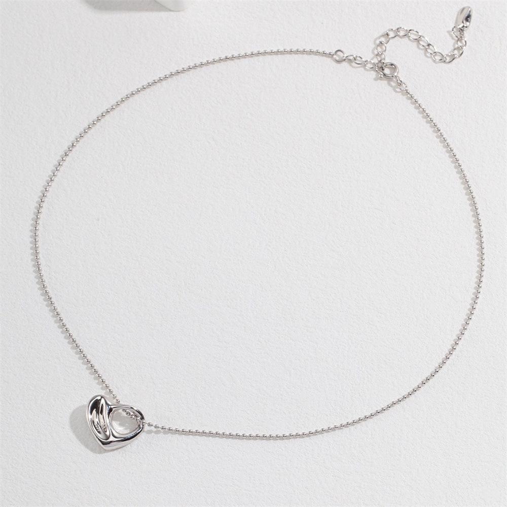 Niche Titanium Steel Heart-Shaped Hollow Pendant Clavicle Necklace
