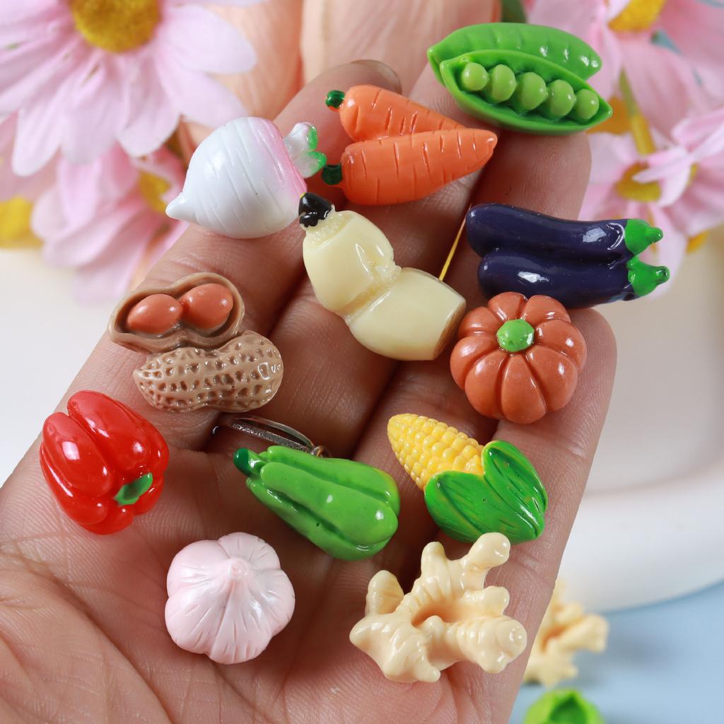 10 STÜCKE Miniatur Gemüse Serie Simulation Essen Spielen DIY Creme Kleber Handyhülle Schlüsselanhänger Haarschmuck Harzzubehör