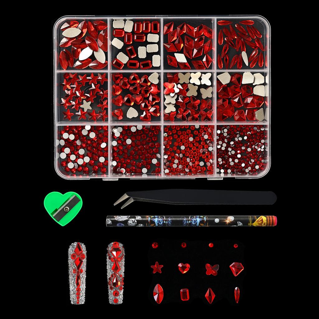 Professional Resin Rhinestones Nail Art Supplies 12Compartment For Customized Manicure And Pedicure Resin Nail Gems