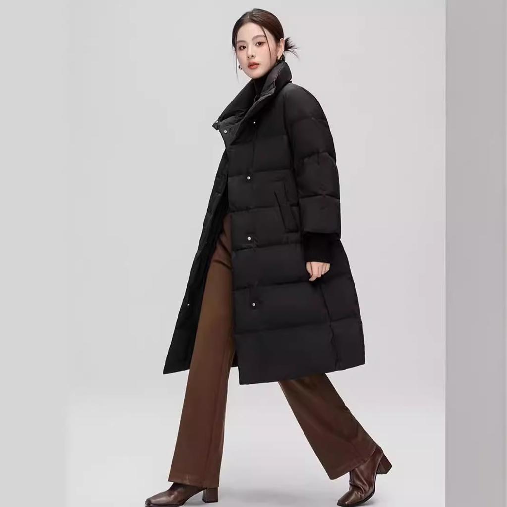 Winter Women's Plus Size Long Knee-length Warm Cotton Clothes Lapel Soft Jacket Knee-length Warm Jacket