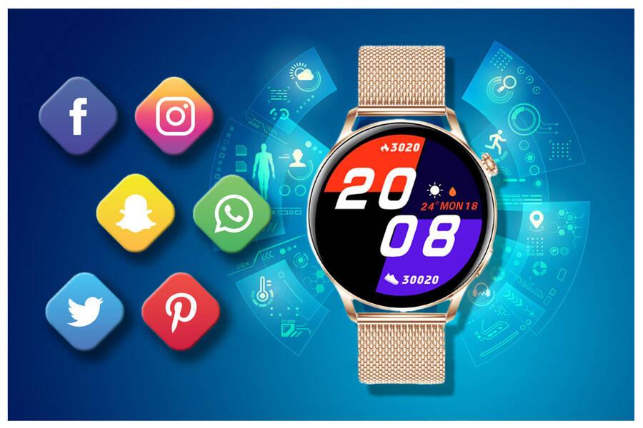 Smartwatch Damski Rubicon Rnce81 - Wykonywanie Połączeń, Pulsoksymetr (Sr045B)