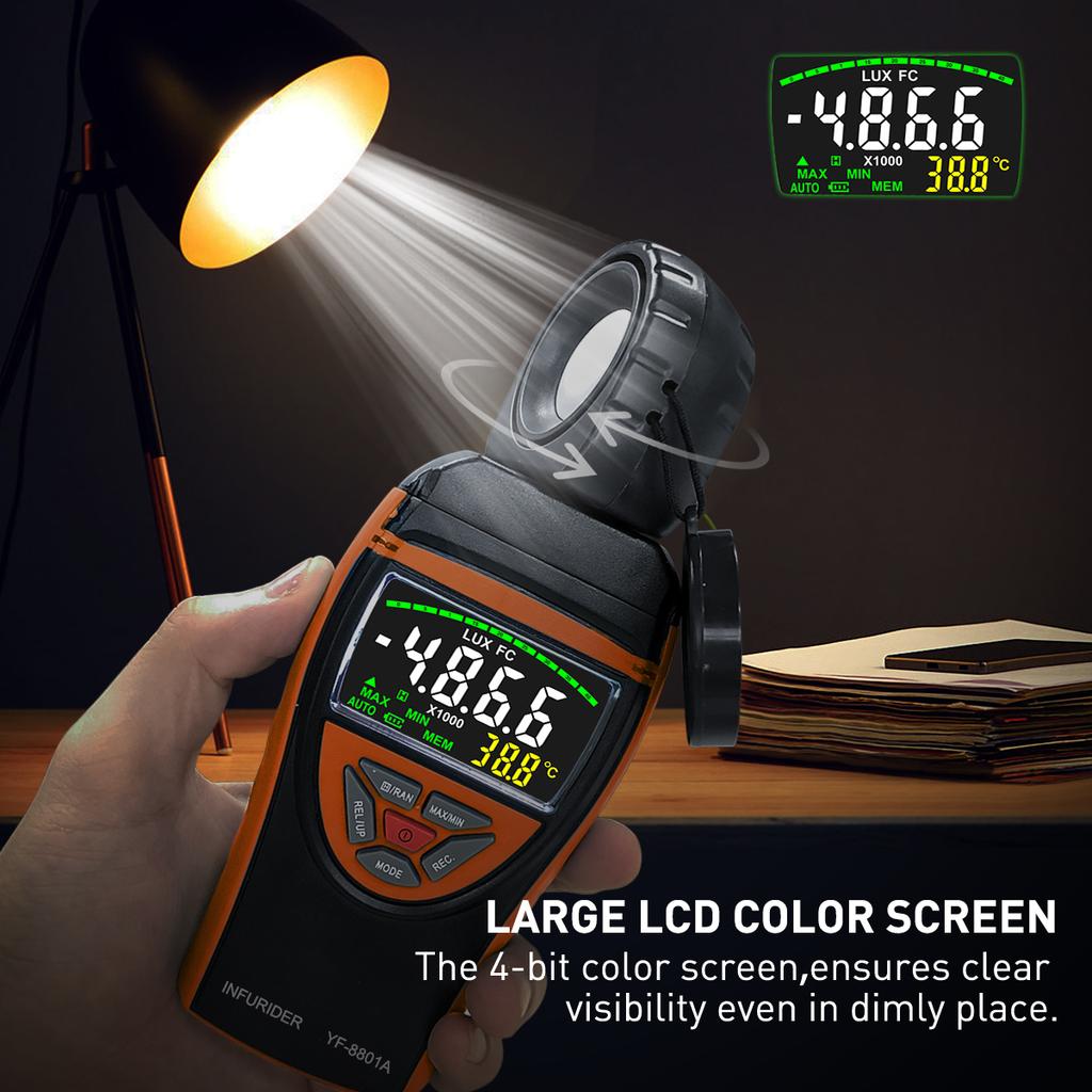 Digital illuminance meter,High accuracy and fast response,Light detector: used for light detection,LCD display,1-400,000Lux