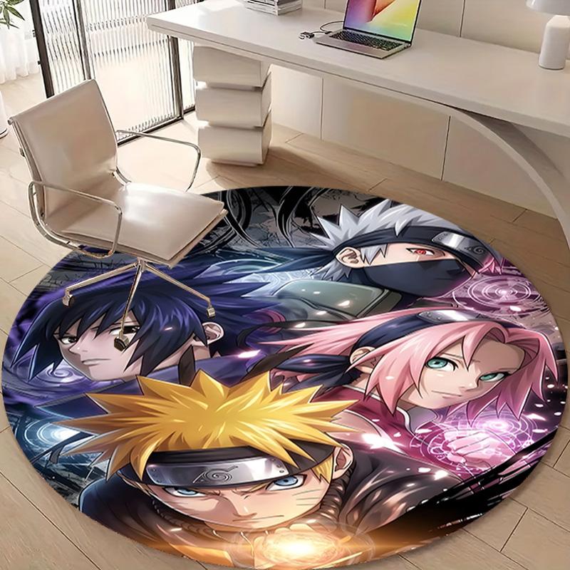 1pc Naruto Print Round Carpet Chair Round Carpet Suitable for Bedroom Living Room Home Decorative Carpet