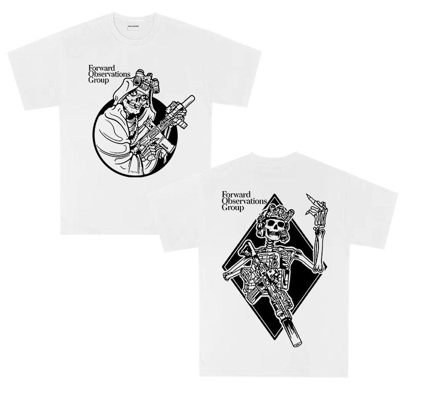 Forward Observations Group Death Skeleton Print T Shirt Unisex Retro Oversized Tshirts Hip Hop Gothic Short Sleeve Tees Streetwear