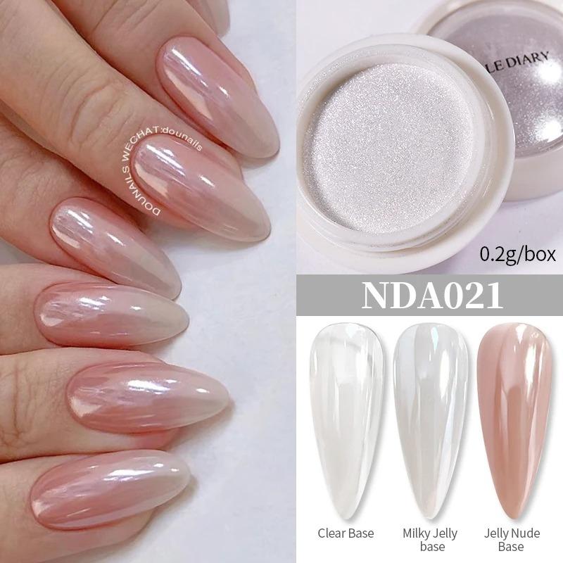 Helles Weißes Perlen-Nagelpulver Mondlicht Spiegel Aurora-Effekt Pigment UV-Gel-Lack Chromstaub Nageldekoration