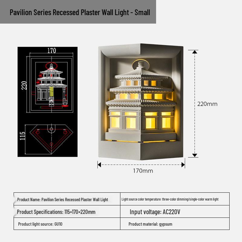 

Temple of Heaven Recessed Corner Light: Ancient Architecture-Inspired Plaster Wall Lamp with Atmosphere Sensor Warm Light