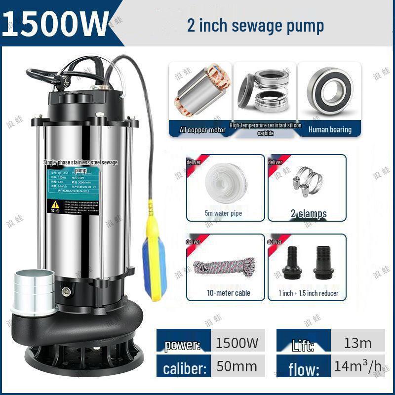 Copper Core 220V Stainless Steel Submersible Water Pump for Household, Sewage, and Agricultural Use