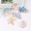 Princess Girls Plastic Sweet Pink Ocean Sea Shell Shape Hair Clips With Pearl Starfish Conch Jellyfish Cute Sea Animal Hairpins