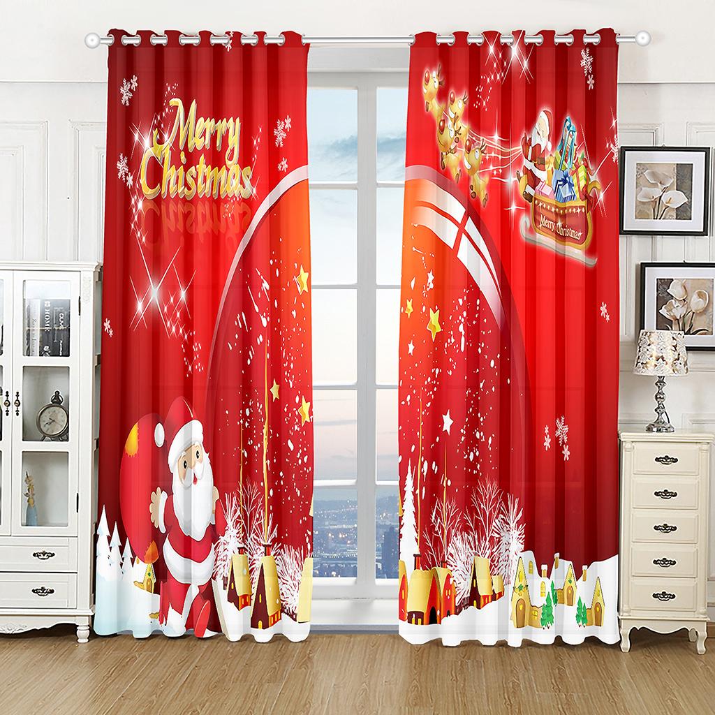 

Мультяшная красная рождественская елка С Новым годом детские шторы на окна жалюзи для гостиной спальни кухни двери домашнего декора 2 шт. W50 X H130(CM)X2&Grommet Top