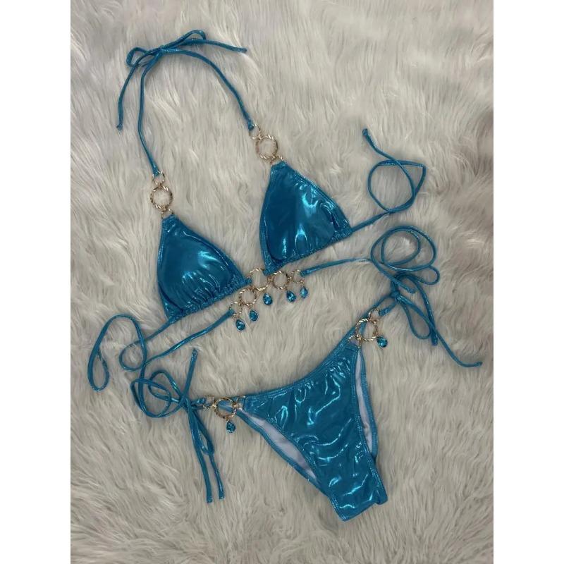 New 2026 Luxury Rhinestones String Bikinis Set Women Summer Beach 2 Piece Swimsuit Female Triangle Swinwears