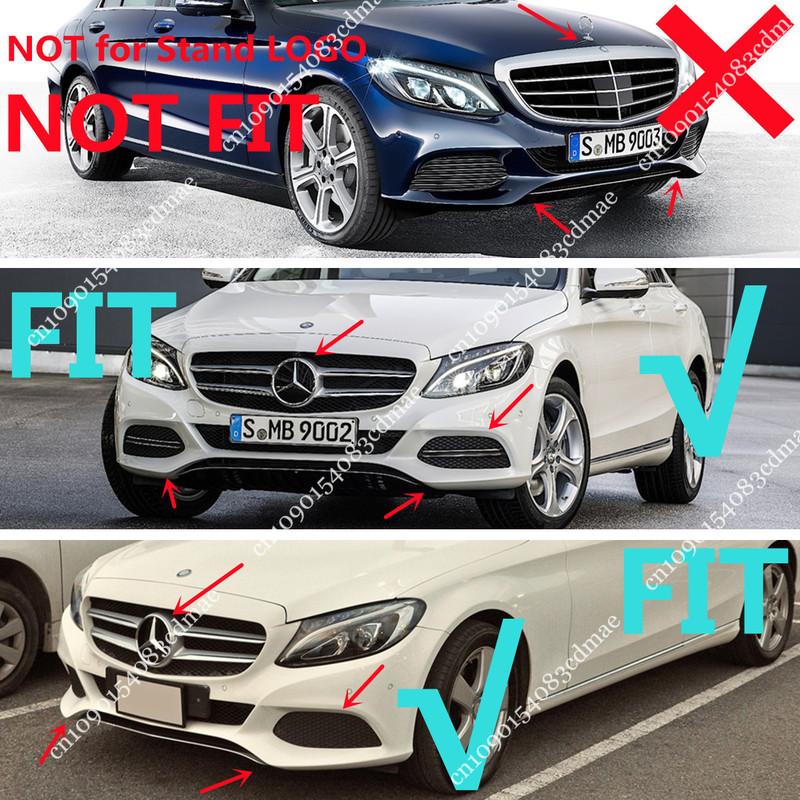 Front Bumper Lip Body Kit Spoiler Splitters for Mercedes C Class W205 S205 C180 C200 C220 C250 C300 2015-2018 Gloss Black ABS