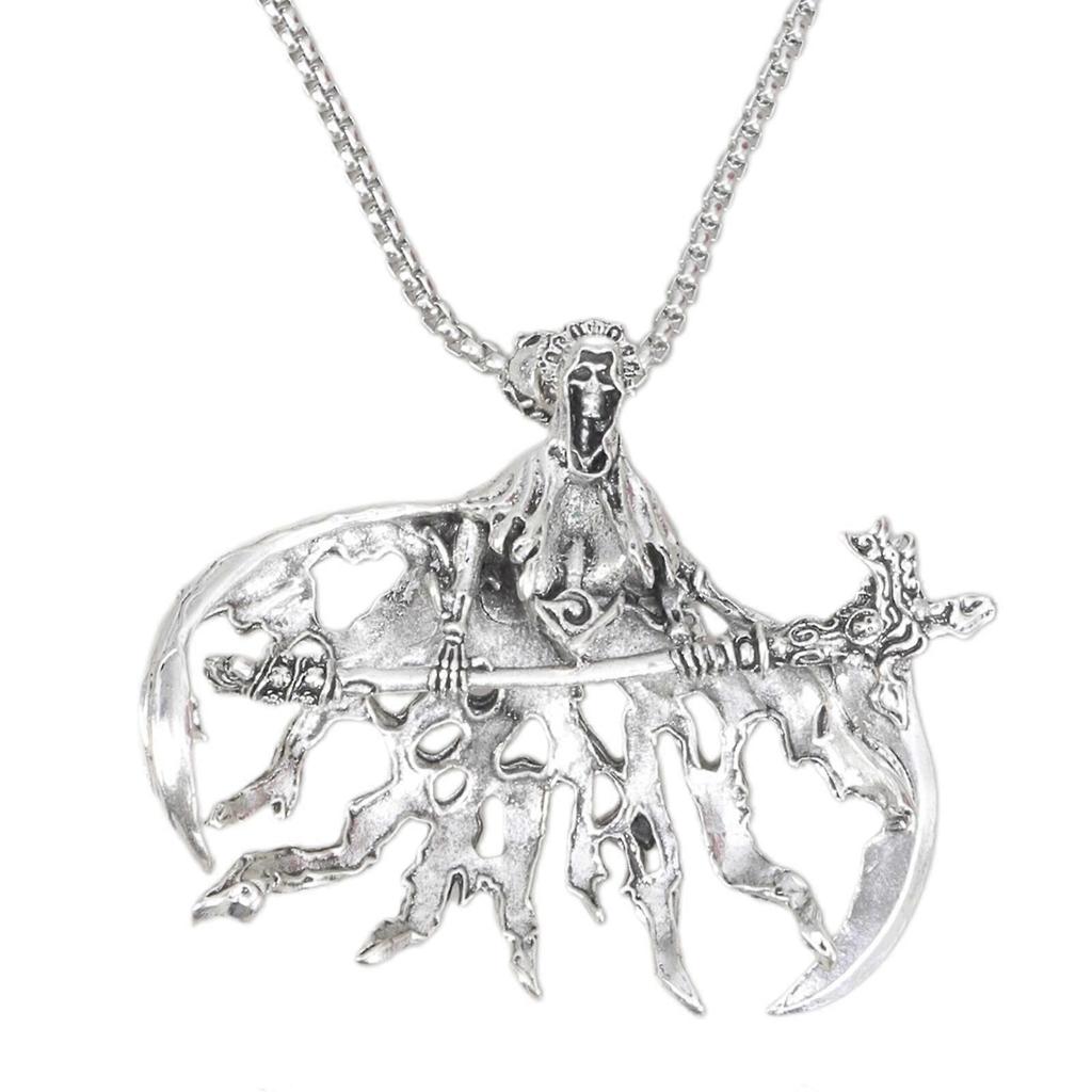 Practical Retro Gothic Styles Skull Pendant Necklace Sturdy Silver Pendant for Daily Wear and Festive Decoration