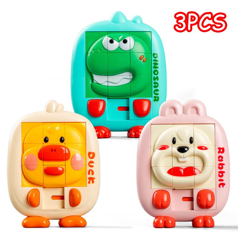 Children Cartoon Animal Slide Puzzles Toys Logical Thinking Training Challenges Intellectual 3D Puzzles Sensory Game Travel Toys