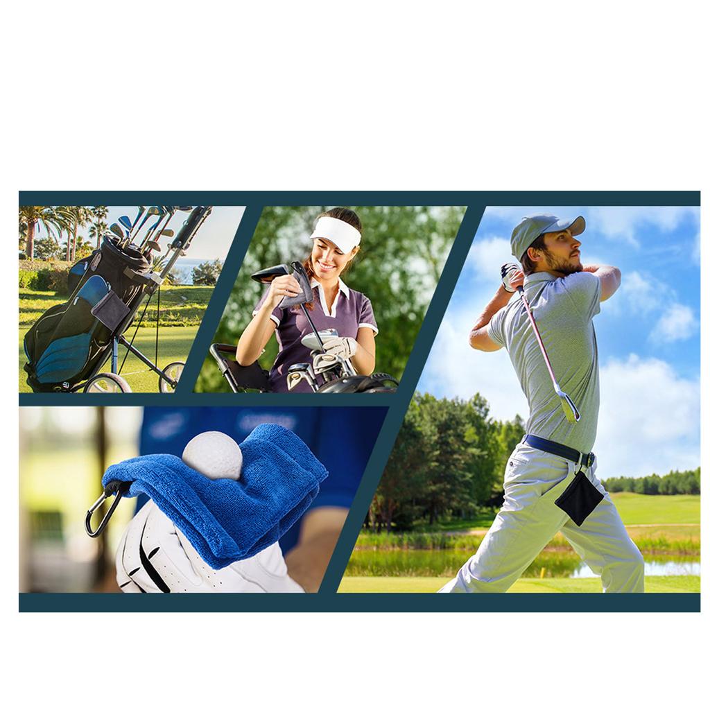 Golf Club Cleaning Towel Fine Fiber Waist Hanging Golf Ball Wipe Cloth for Golf Course Outdoor Sports Equipment Blue