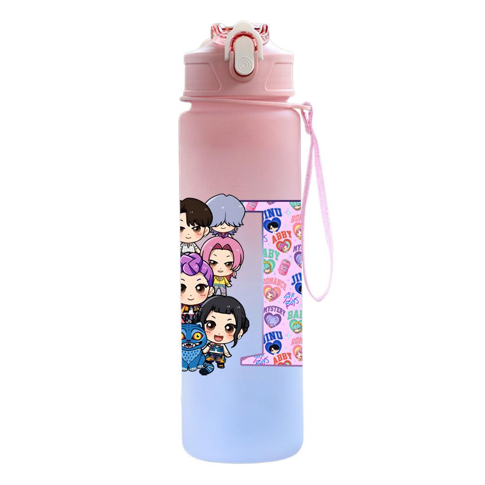 26 English Letter 750Ml Water Bottle K-Pop Demon Hunters Printed Large Capacity Drinking Cup Portable Outdoor Sports Water Cup Children Kid Gift