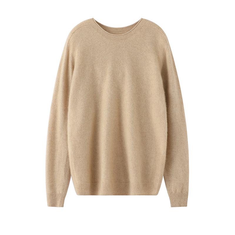 Women's Cashmere Round Neck Sweater: Solid Color, Long Sleeve, Autumn/Winter Knit Top