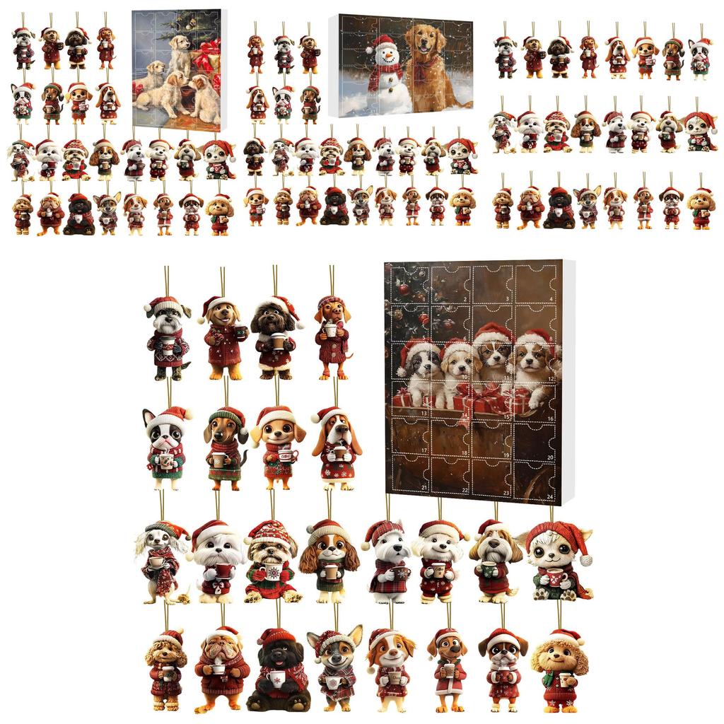 Calendário do Advento para Cão de Estimação de Natal Enfeites Acrílicos para Pendurar Para Decoração de Feriado e Presentes