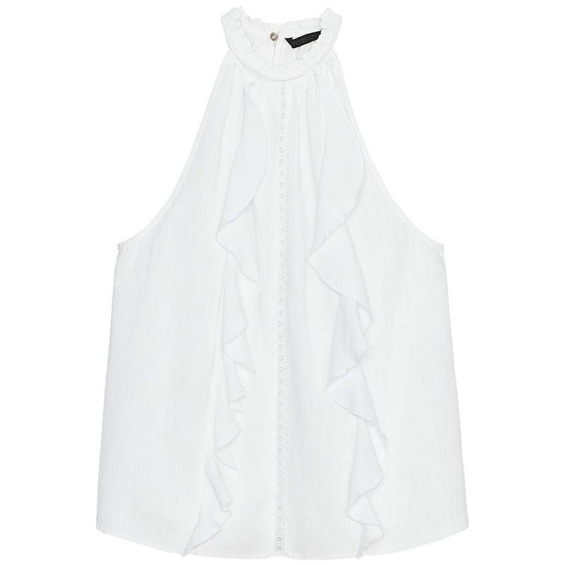 Zaprha 2025 New Arrival Sexy off-the-Shoulder Laminated Decoration Hanging Collar Tops Shirt Female Stylish 3585730